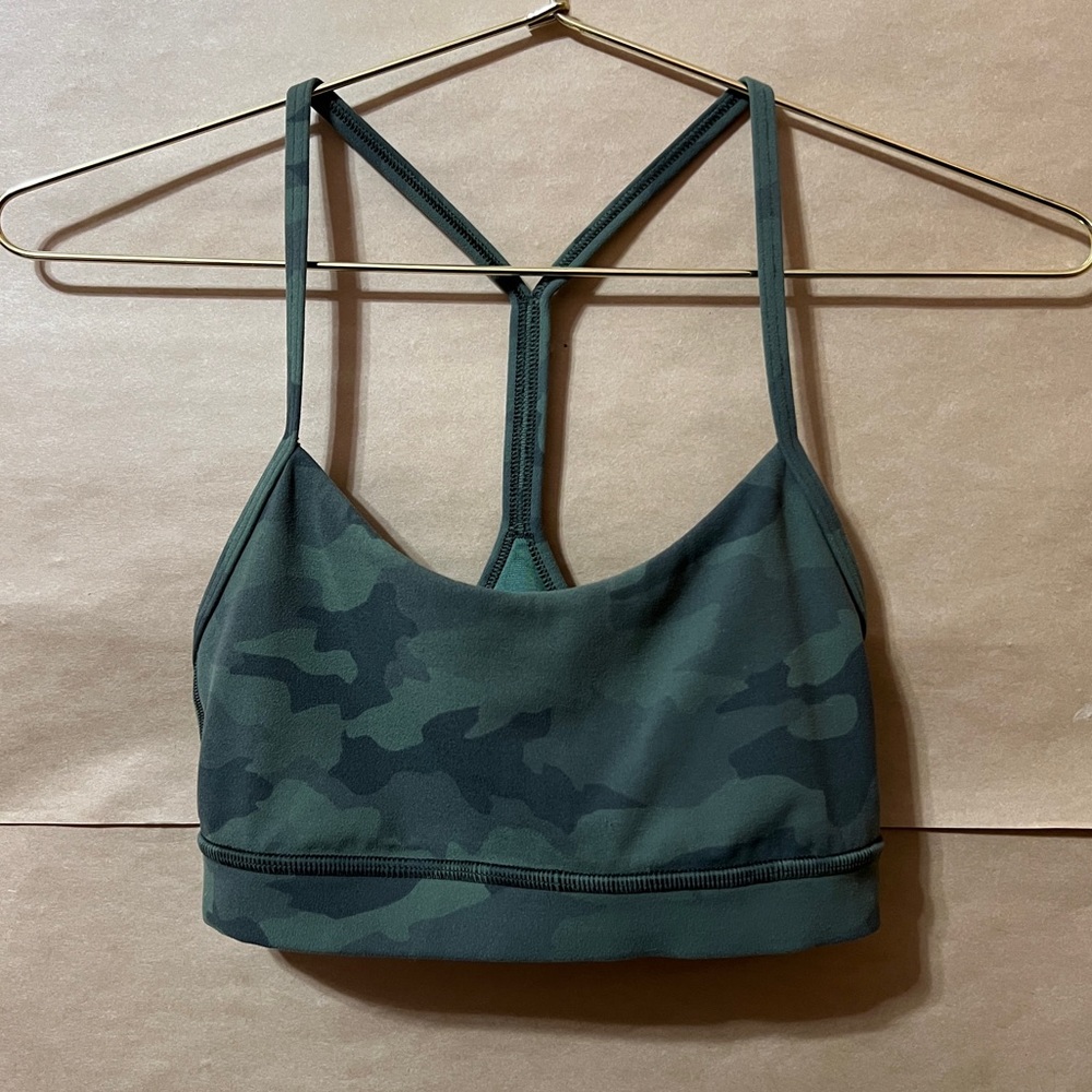 Lululemon | Flow Y Bra Nulu Sports Bra Heritage 365 Camo Green Size 4